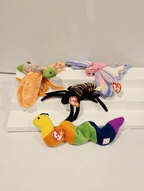 Vintage Ty Beanie Babies Plush Stuffed Bug Insect Set